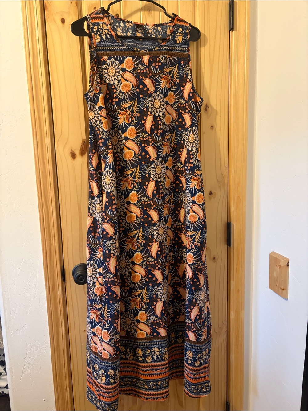 SHEIN Navy Maxi Dress with Orange Floral Print